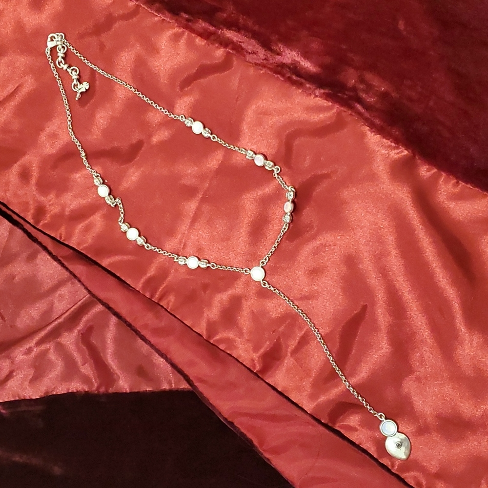 Lucky Brand Y Moonstone Silver Necklace